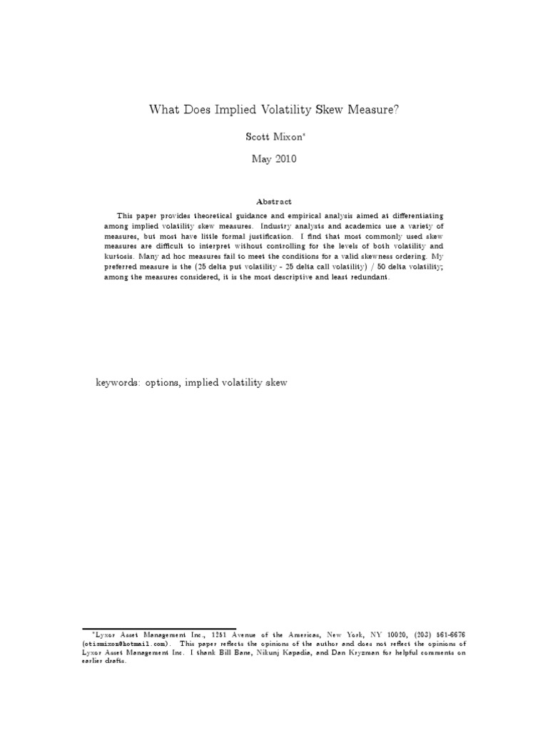 Understanding Implied Volatility Skew | PDF | Moneyness | Greeks (Finance)