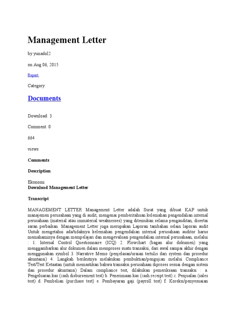 management representation letter coa