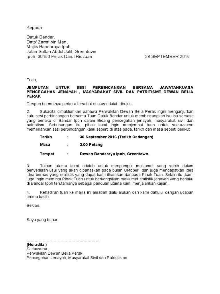 Surat Kepada Datuk Bandar