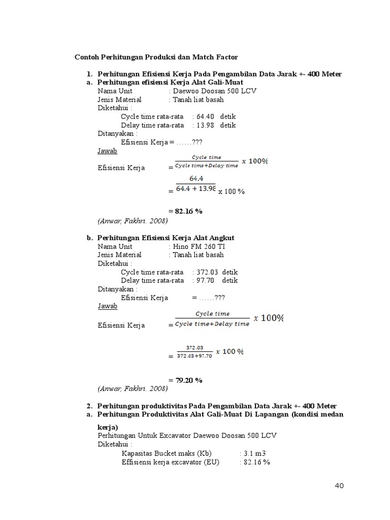 Contoh Perhitungan Produksi