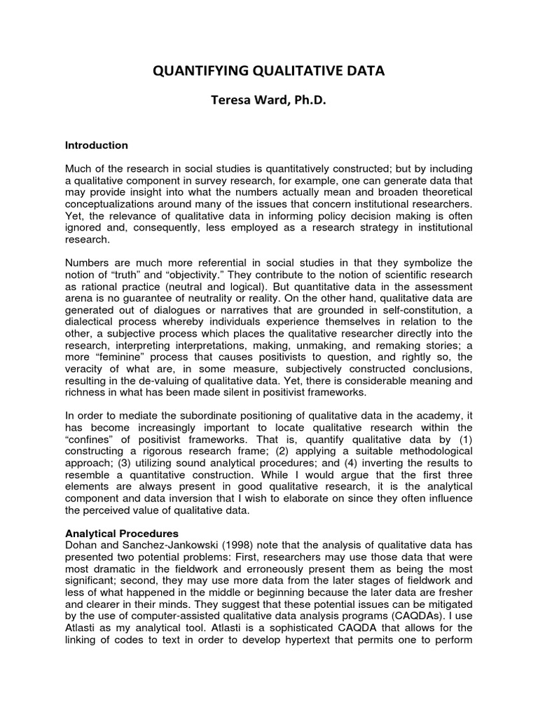 Quantifying Qualitative Data | PDF | Qualitative Research | Data