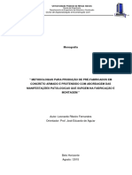 131 - Metodologias para Produção de Pré-Fabricados em Concreto Armado e Protendido Com Abordagem Das Manifestações Patologicas Que Surgem Na Fabricação e Montagem