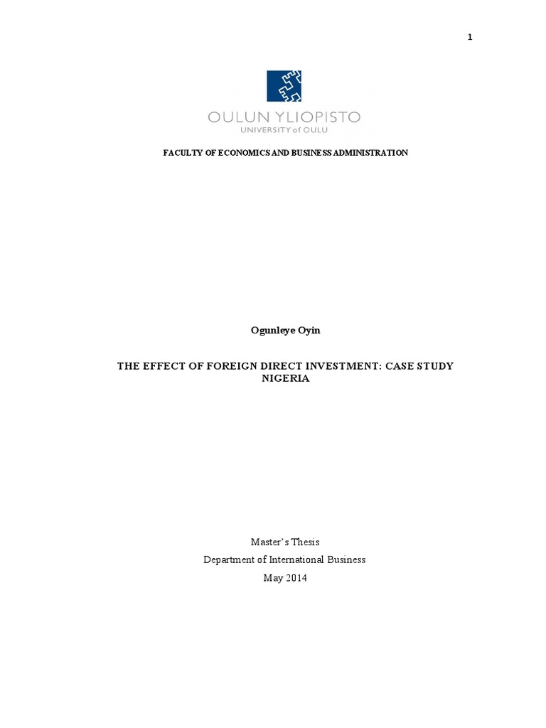 Impact of FDI on Nigeria's Economy | PDF | Foreign Direct Investment ...