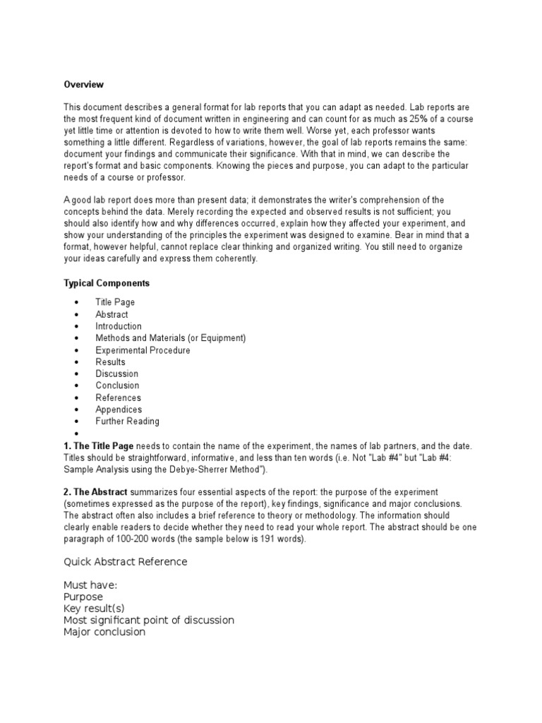 Lab Report Format and Guidelines | PDF | X Ray Crystallography | Experiment