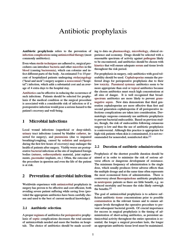Antibiotic Prophylaxis in Surgery | PDF | Diseases And Disorders ...