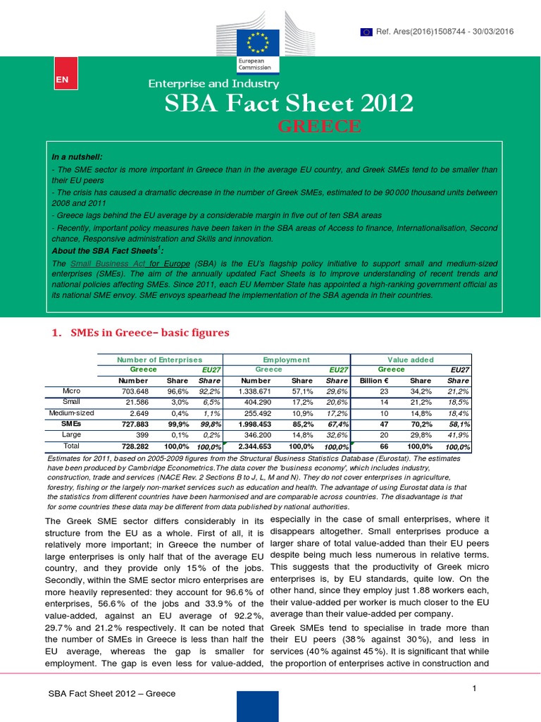 SBA Fact Sheet GR 2012 Small And Medium Sized Enterprises