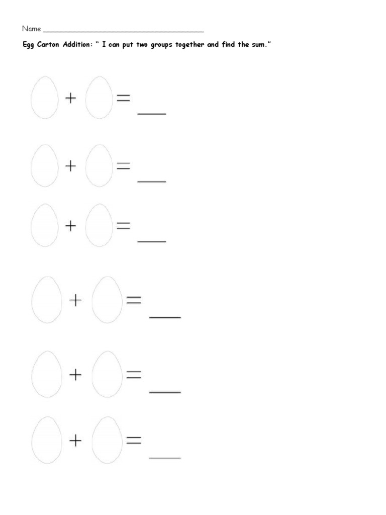 Egg Carton Addition " I Can Put Two Groups Together and Find The Sum