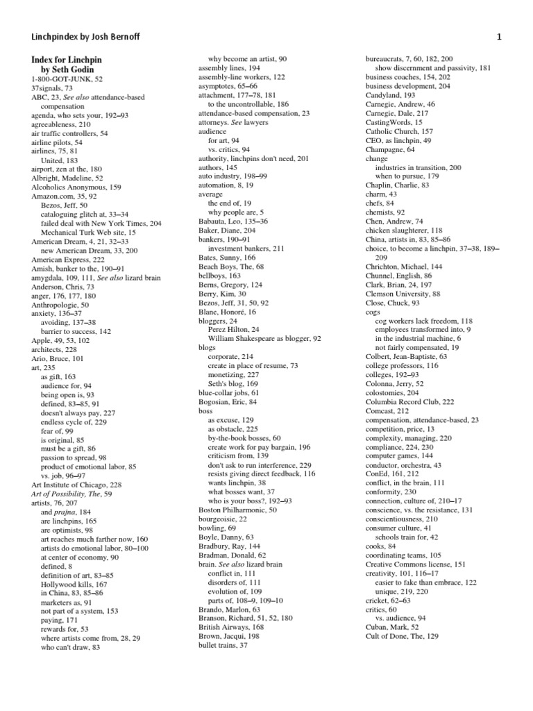 Linchpin (The Missing Index) PDF Business