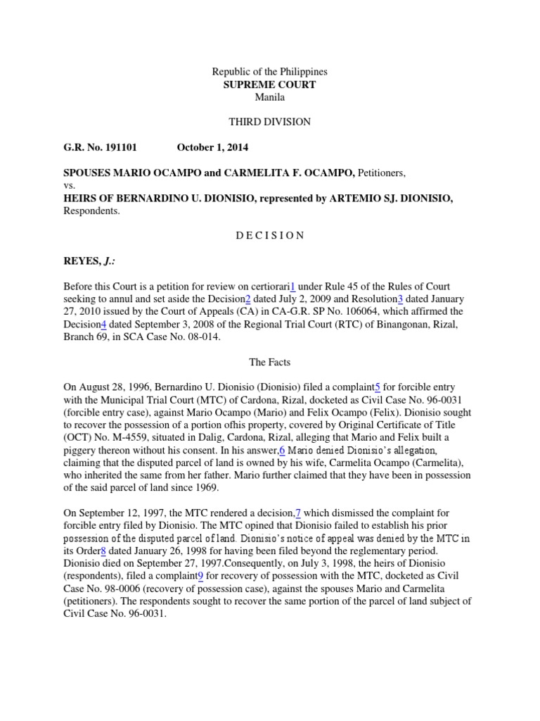 Supreme Court Ruling on Property Dispute | PDF | Lawsuit | Res Judicata