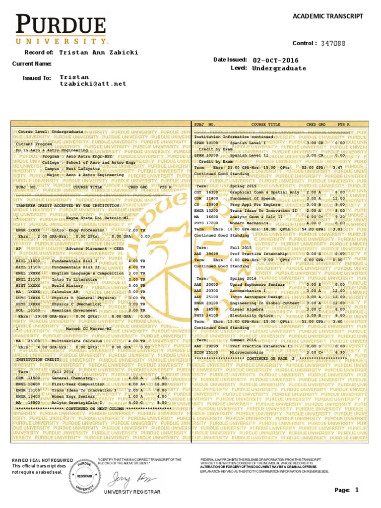 Etranscript 2ehchxh0puxpyzqr | PDF | Course Credit | Schools