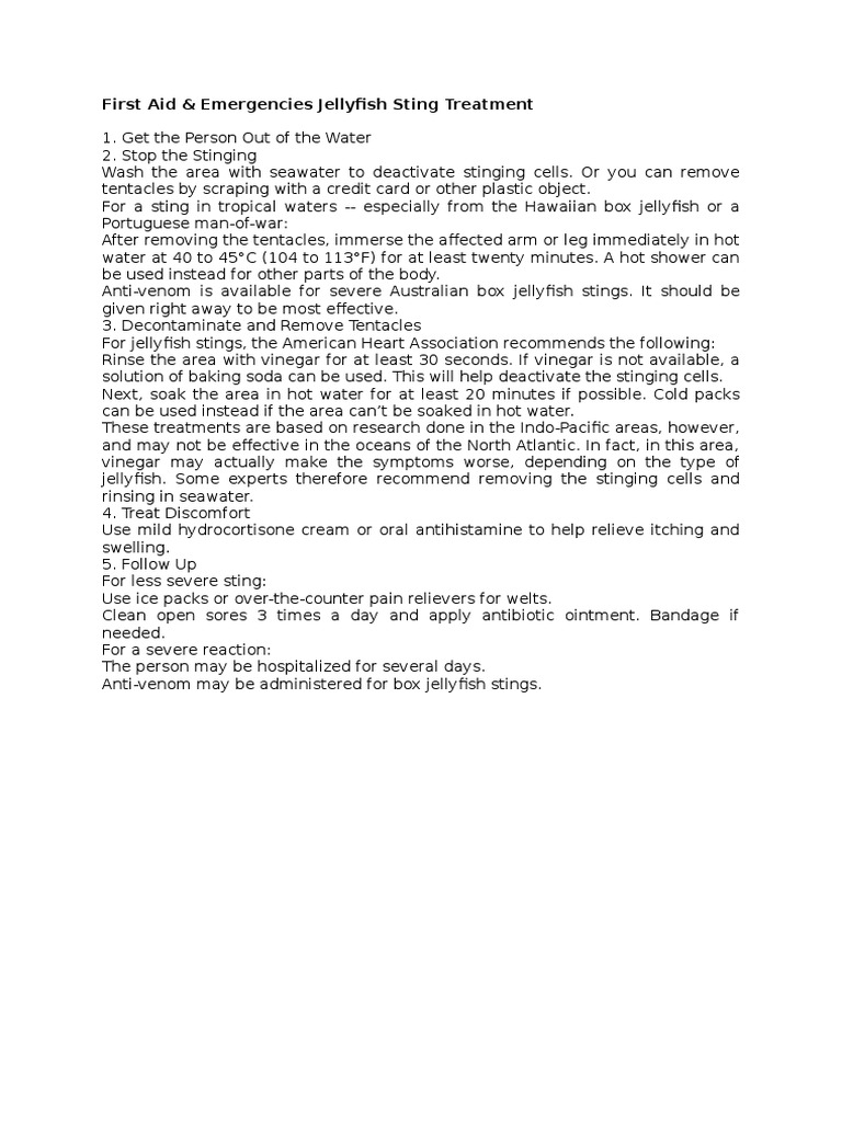 First Aid Jelly Fish PDF