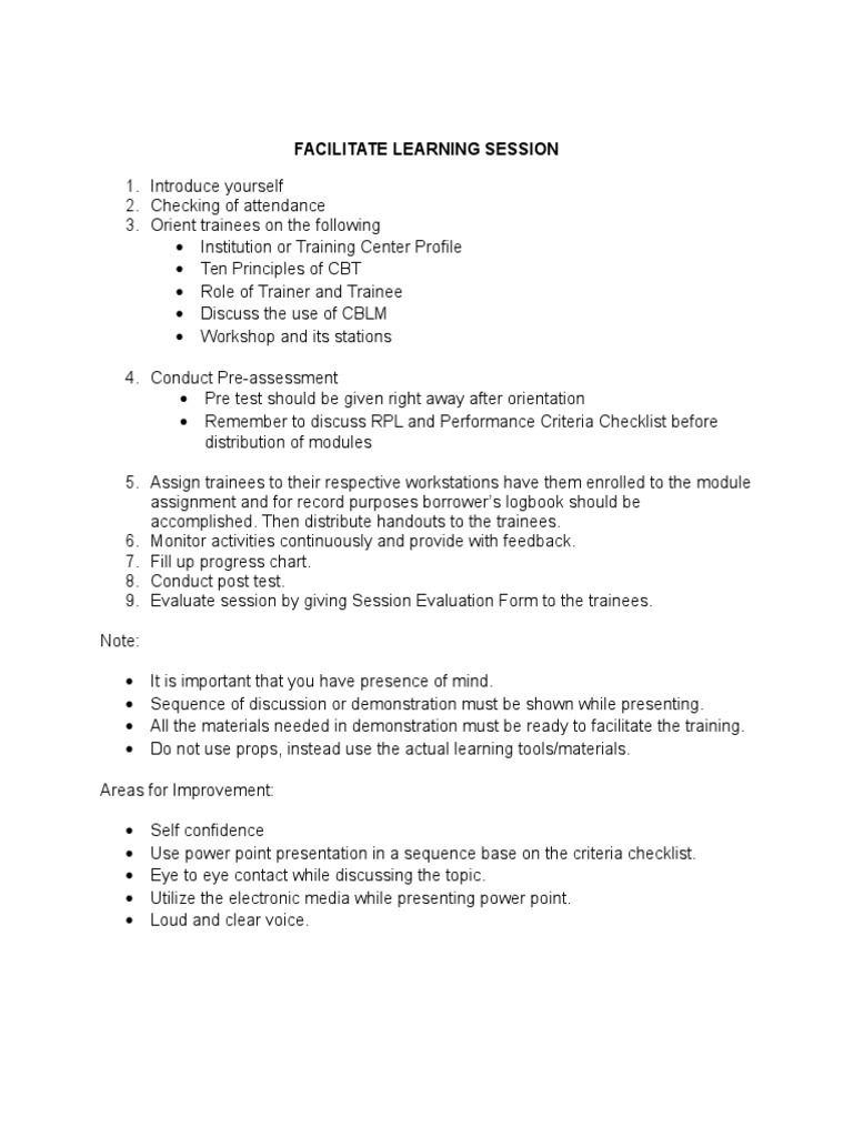 Facilitation Guide for Learning Sessions | PDF | Career & Growth ...