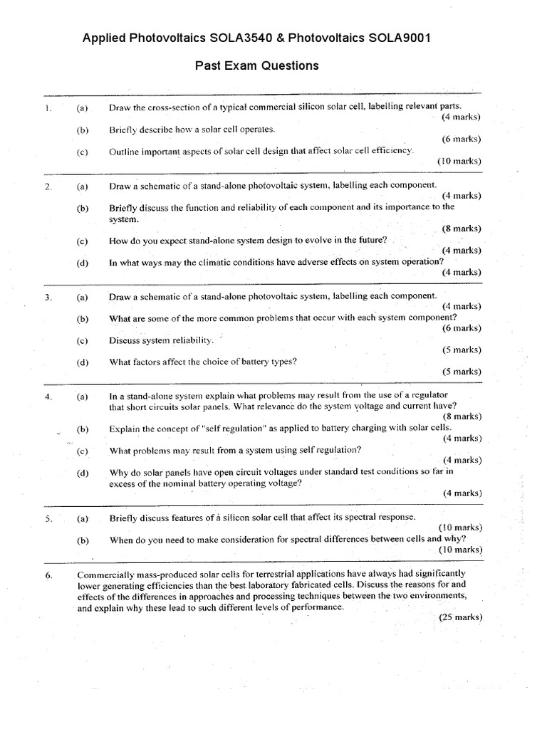 Solar Exam Questions for SOLA3540/9001 | PDF | Sun | Electromagnetism