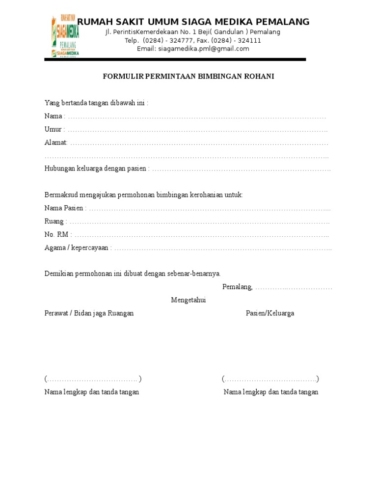 Formulir Permintaan Bimbingan Rohani | PDF | Pengembangan Diri