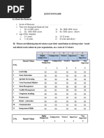 Questionnaire Value Based 29th May 2012