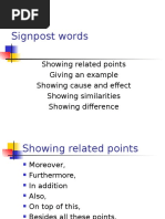 Signpost Words: Showing Related Points Giving An Example Showing Cause and Effect Showing Similarities Showing Difference