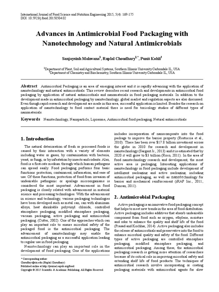 Advances in Antimicrobial Food Packaging With Nanotechnology and ...