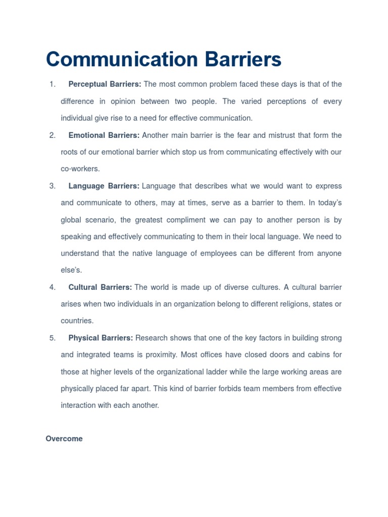 Understanding Communication Barriers | PDF