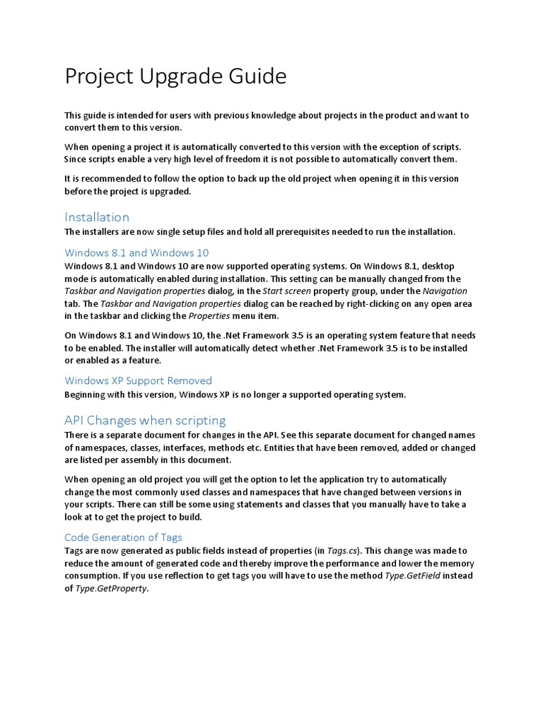 Project Upgrade Guide for Users | PDF | Windows 8.1 | Microsoft Windows