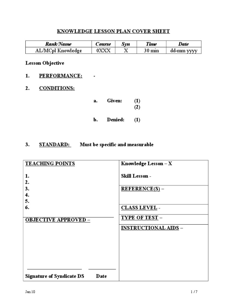 Knowledge Lesson Plan Template | PDF | Lesson Plan | Quality Of Life