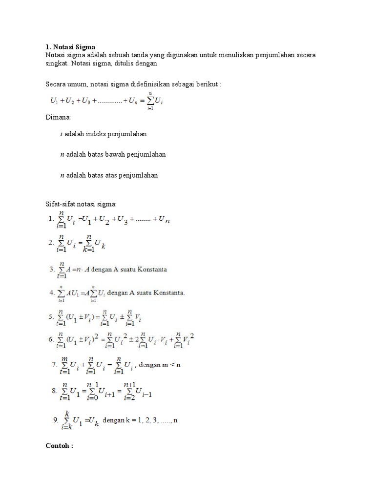 Notasi Sigma Barisan Aritmatika Dan Geometri
