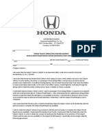 Honda Takata Air Bag Agreement