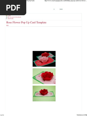 Rose Flower Pop Up Card Template Creative Pop Up Cards