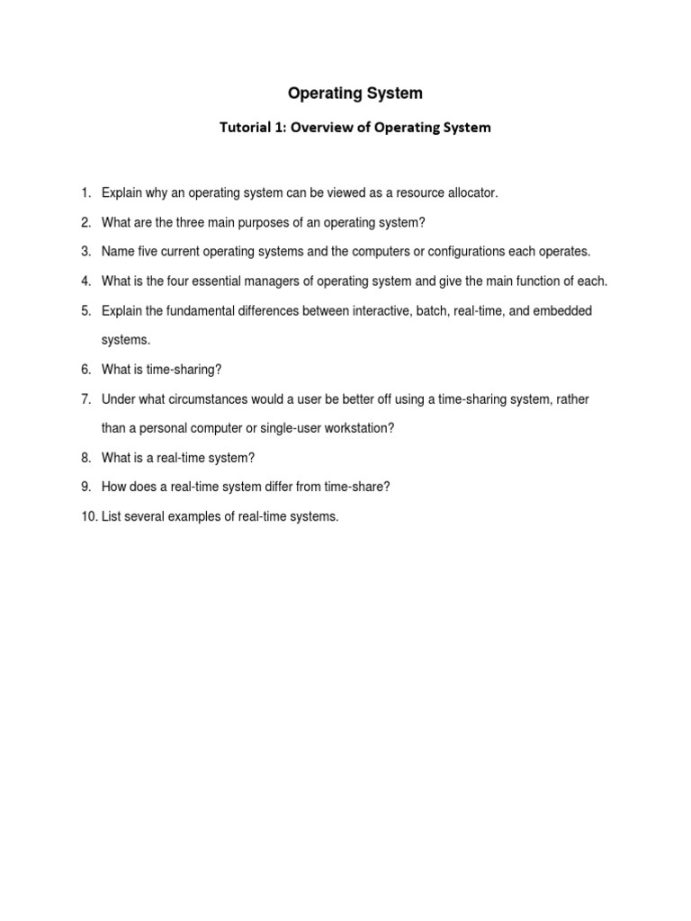 Operating System Tutorial 1: Overview of Operating System | PDF