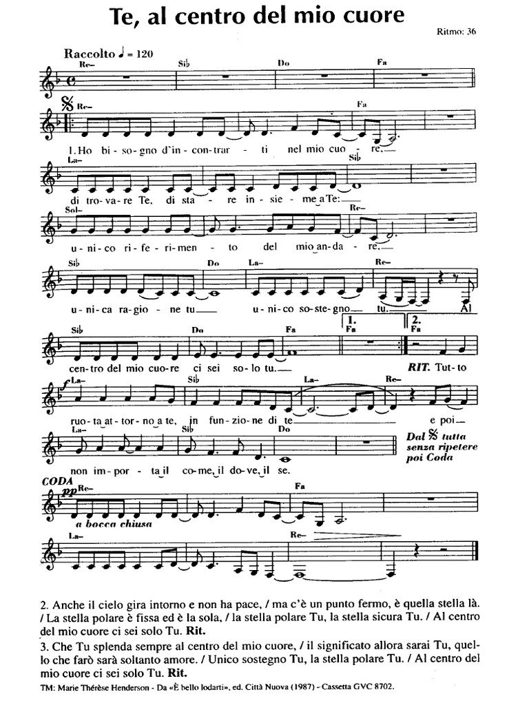 Te Al Centro Del Mio Cuore Accordi Te Al Centro Del Mio Cuore PDF | PDF