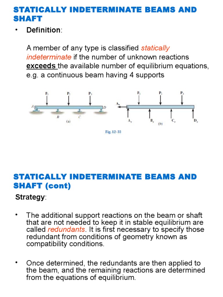 Statically Indeterminate Beams | PDF | Beam (Structure) | Equations