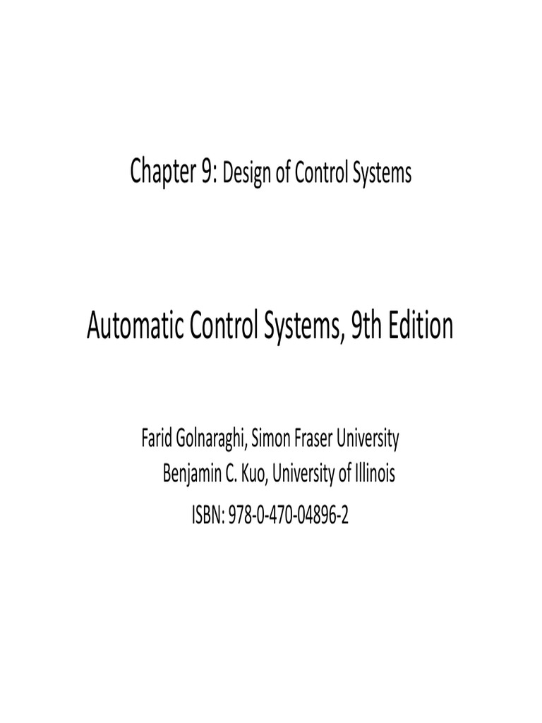 Automatic Control Systems, 9th Edition Chapter 9 PDF Control