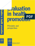 Evaluation in Health Promotion - Principles and Perspectives