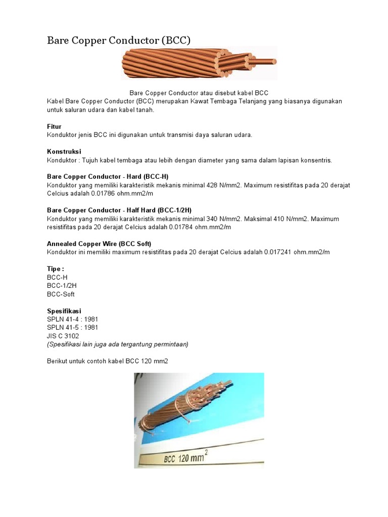 Spesifikasi Kabel Bare Copper Conductor | PDF | Sains & Matematika ...