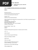 Subject Code/ Title: Ee6301 Digital Logic Circuits Year/ Sem/Branch: Ii/ Iii/ Eee