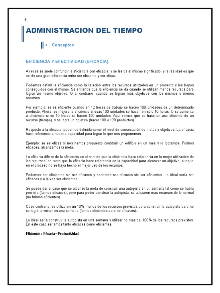 Administracion Del Tiempo | PDF | Carretera de acceso controlado ...