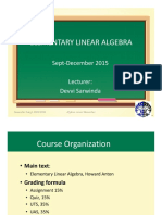 Elementary Linear Algebra Course Outline