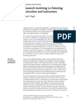 Research Involving L2 Listening Instruction and Instructors: Joseph Siegel