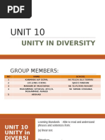 Unit 10 - Unity in Diversity