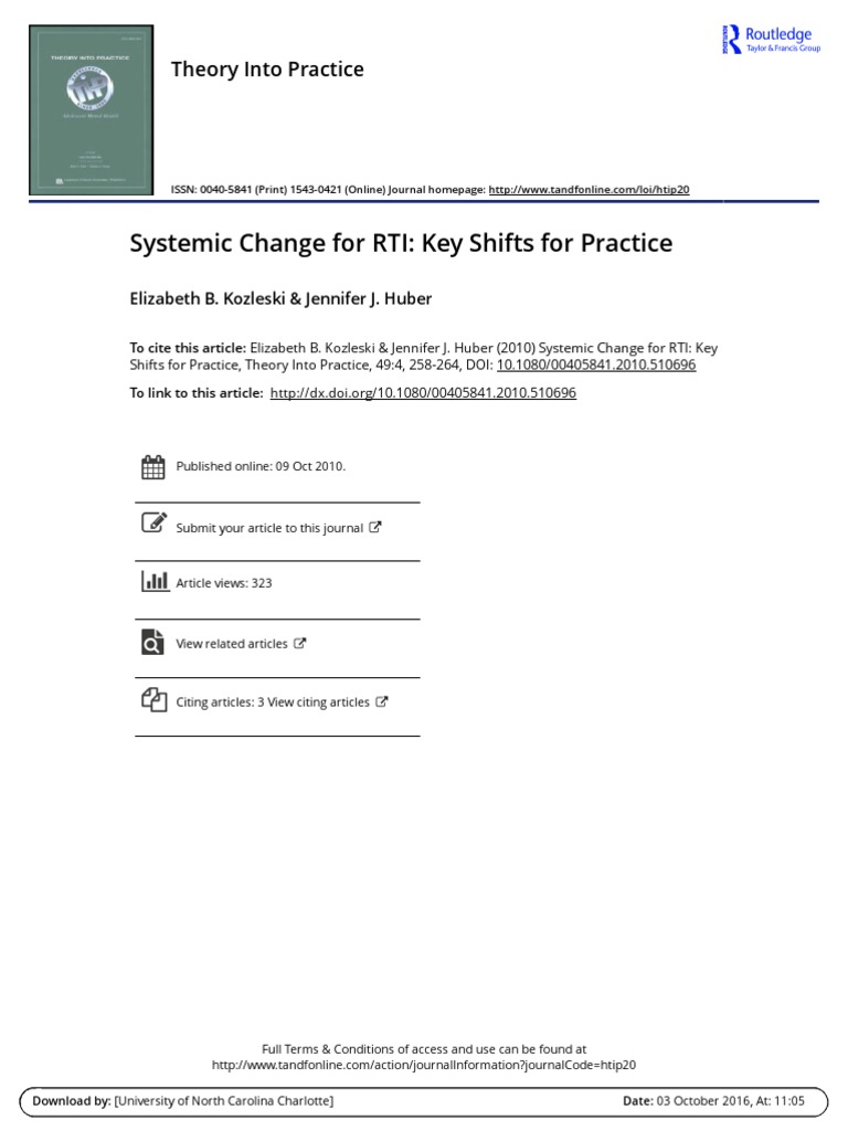 Systemic Change For Rti Key Shifts For Practice | PDF | Special ...
