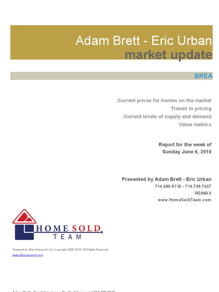 Real Estate Market Update For Brea PDF Prices Market (Economics)