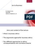 An Introduction To Business Ethics: Dr. Alessia Contu Irob-Wbs Alessia - Contu@wbs - Ac.uk