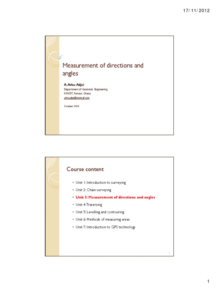 Direction Measurement in Surveying | PDF | Compass | Surveying