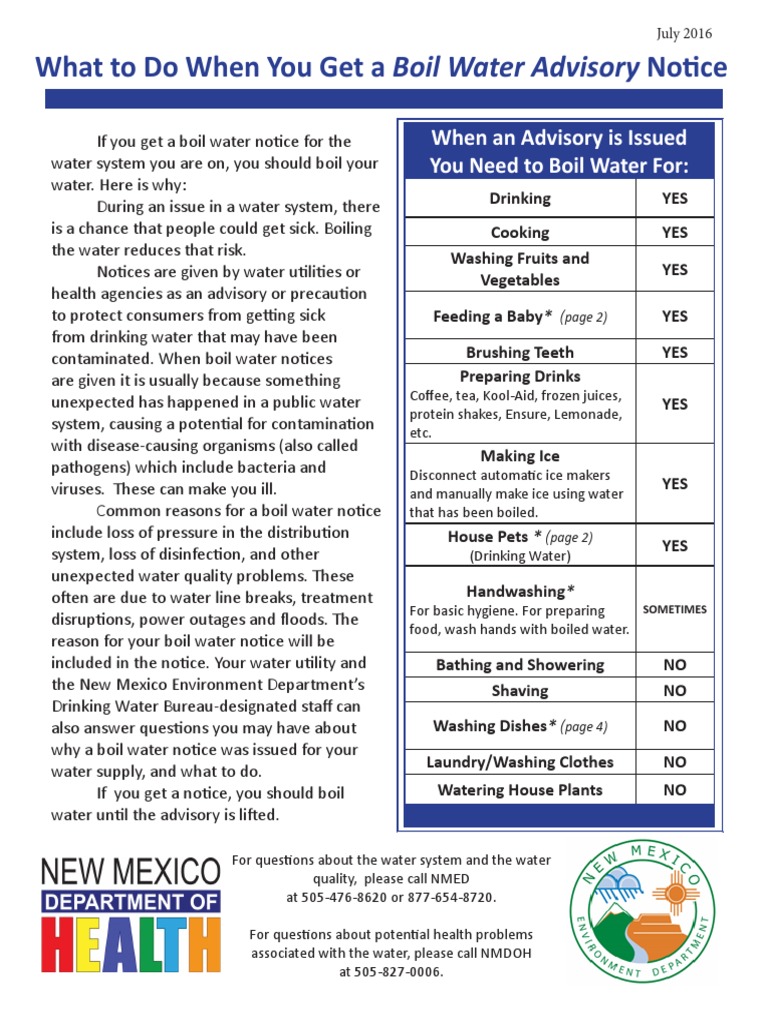 Animas Valley Water Harvest Gold Water Alert Boil NMDOH NMED 7.13.