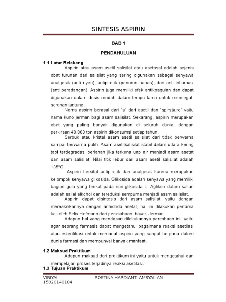 SINTESIS ASPIRIN PDF