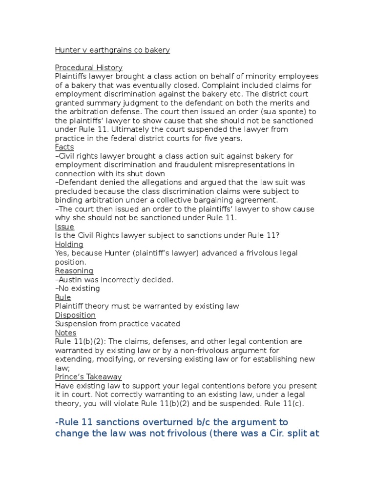 Hunter V Earthgrains Co Bakery PDF