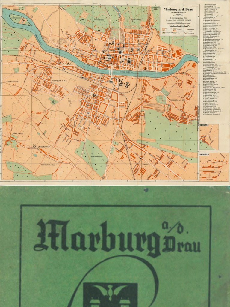 Marburg a. d. Drau — Stadtplan und Strassenverzeichnis [1941]