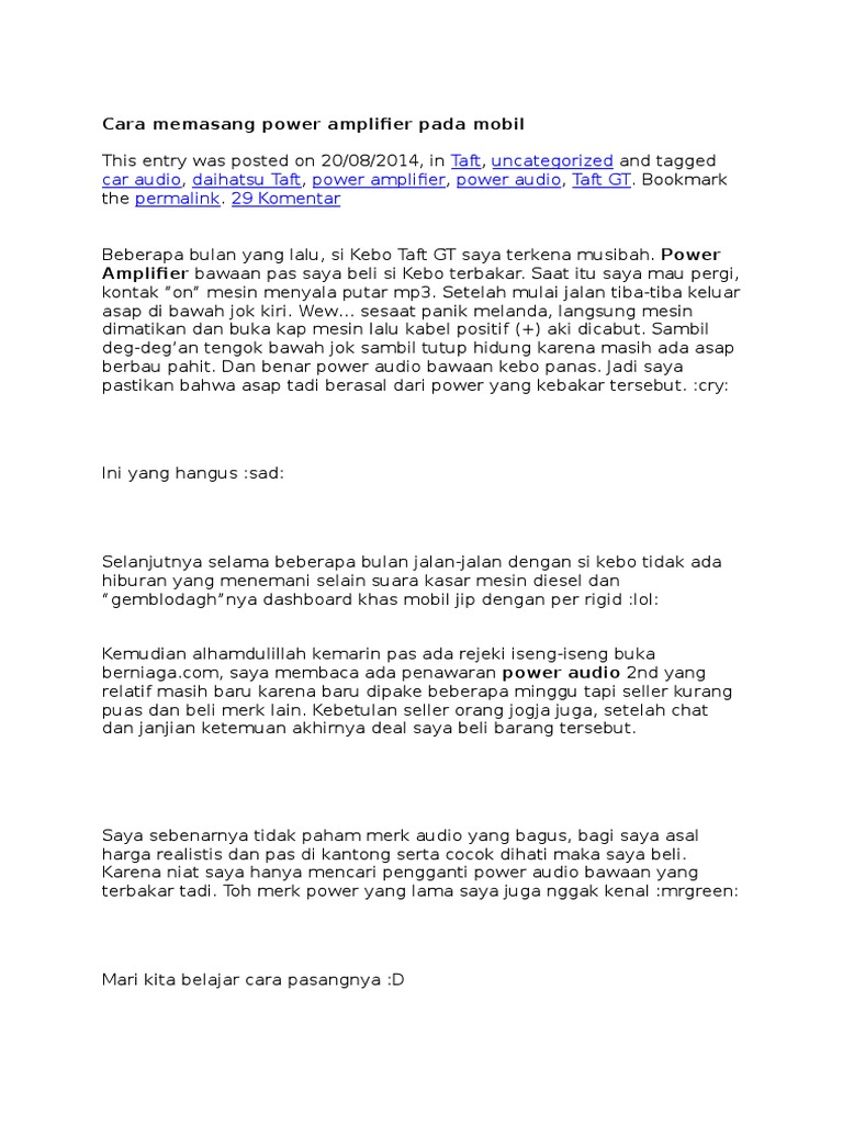 Cara Memasang Power Amplifier | PDF