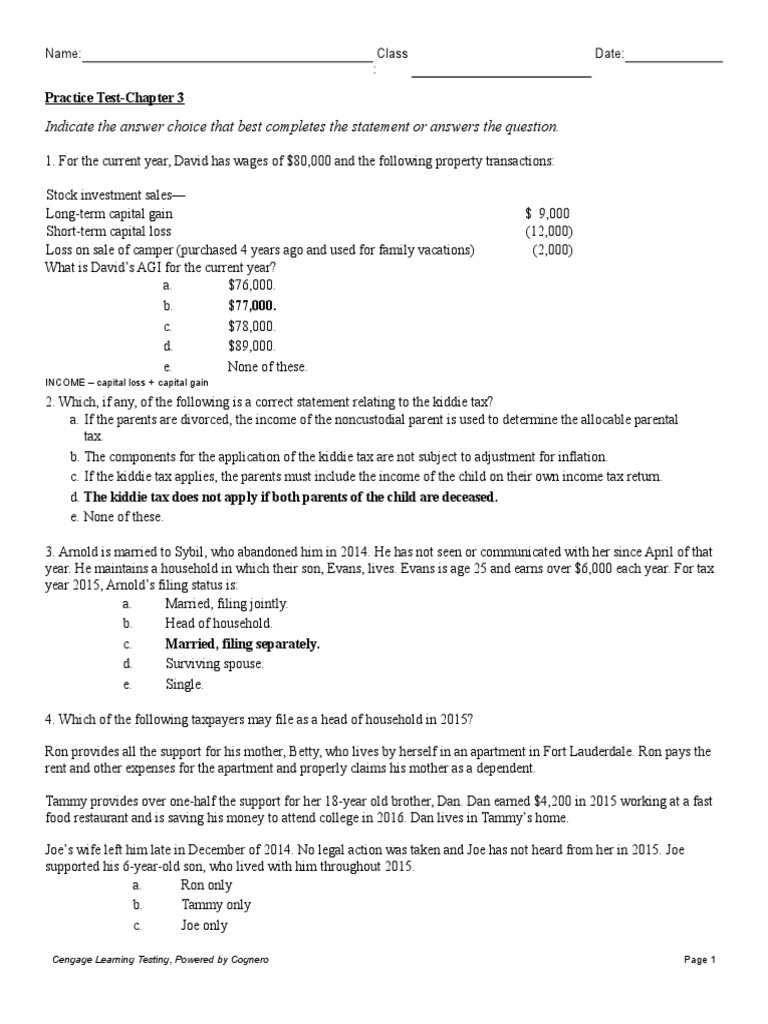 Tax knowledge assessment test answers image