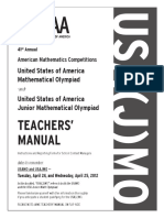 Teachers' Manual: United States of America Mathematical Olympiad United States of America Junior Mathematical Olympiad