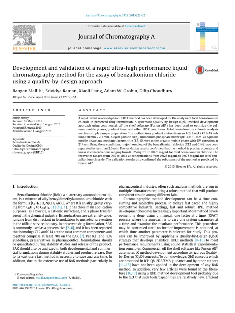 Journal of Chromatography A Rangan Mallik, Srividya Raman, Xiaoli
